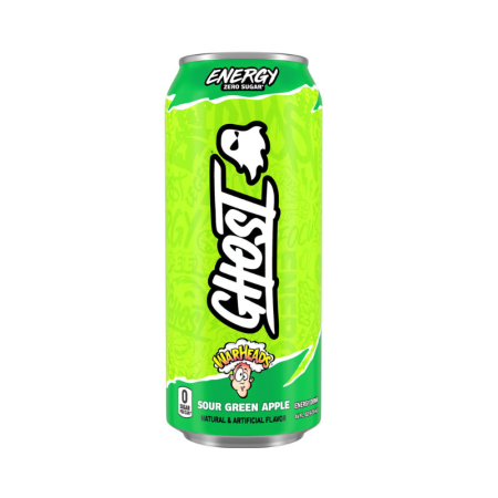 Ghost Energy Warheads Sour Green Apple, Bautura Energizanta Cu Aroma Acrisoara De Mar Verde, 473 Ml