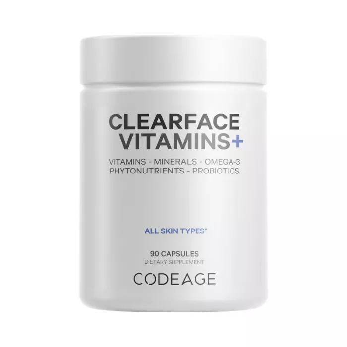 Codeage Clearface Vitamins, Daily Multivitamin, Minerals Herbs, Complex De Multivitamine Si Plante Pentru Piele Si Sanatate Generala Pentru Adolescenti, 90 Cps