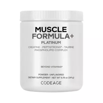 Codeage Muscle Formula+ Platinum, Unflavored, Formula Avansata Pentru Forta, Masa Musculara Si Recuperare, Fara Aroma, 249 G