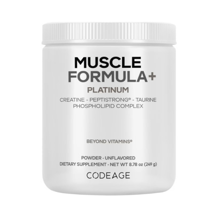 Codeage Muscle Formula+ Platinum, Unflavored, Formula Avansata Pentru Forta, Masa Musculara Si Recuperare, Fara Aroma, 249 G