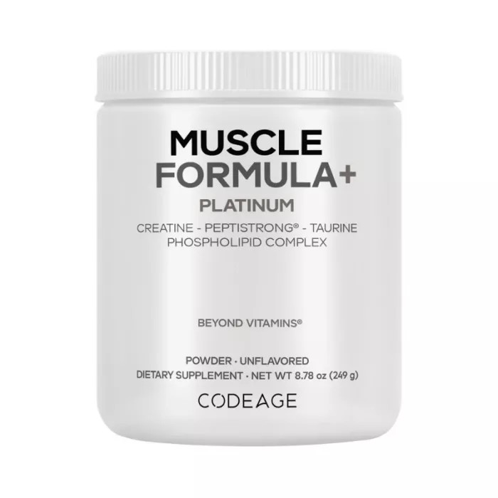 Codeage Muscle Formula+ Platinum, Unflavored, Formula Avansata Pentru Forta, Masa Musculara Si Recuperare, Fara Aroma, 249 G