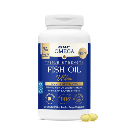 Gnc Triple Strength Fish Oil Mini, Ulei De Peste, 1000 Mg Omega-3 Epa Si Dha, 240 Cps