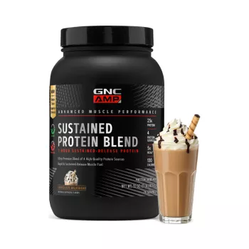 Gnc Amp Sustained Protein Blend, Amestec Proteic, Cu Aroma De Milkshake De Ciocolata, 907.4 G