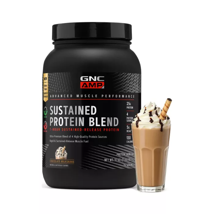 Gnc Amp Sustained Protein Blend, Amestec Proteic, Cu Aroma De Milkshake De Ciocolata, 907.4 G