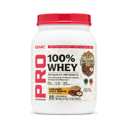 Gnc Pro Performance 100% Whey, Proteina Din Zer Cu Aroma De Briosa Cu Mere Si Scortisoara, Testata Antidoping, 786.5 G