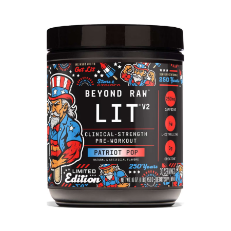 Beyond Raw Lit V2 Limited Edition Pre-workout With Patriot Pop Flavor, Editie Limitata Pre-workout Cu Aroma De Patriot Pop, 453 G