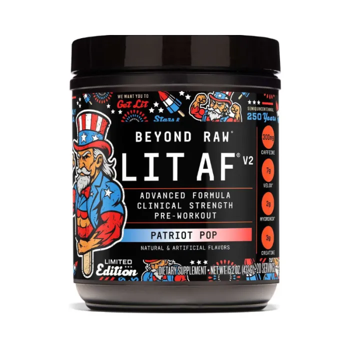 Gnc Beyond Raw Lit Af V2, Formula Avansata De Pre-workout, Cu Aroma De Patriot Pop, 432 G