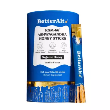 Better Alt Ksm-66 Ashwagandha Honey Sticks, Pliculete De Ashwagandha Si Miere, 30 Pliculete