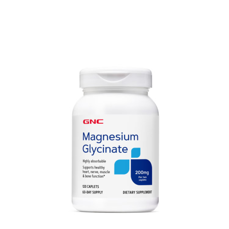 Gnc Magnesium Glycinate 200 Mg, Bisglicinat De Magneziu Pentru Relaxarea Musculara Si Sustinerea Sistemului Nervos, 120 Cps