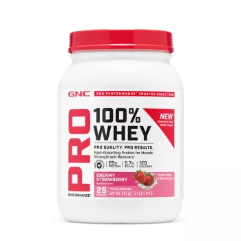 Gnc Pro Performance 100% Whey, Proteina Din Zer Cu Aroma De Capsuni, Testata Antidoping, 775g Gnc Pro Performance 100% Whey, Proteina Din Zer Cu Aroma De Capsuni, Testata Antidoping, 775g