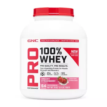 Gnc Pro Performance 100% Whey, Proteina Din Zer Cu Aroma De Capsuni, Testata Antidoping, 1985g Gnc Pro Performance 100% Whey, Proteina Din Zer Cu Aroma De Capsuni, Testata Antidoping, 1985g