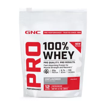 Gnc Pro Performance 100% Whey, Proteina Din Zer Fara Aroma, Testata Antidoping, 360g