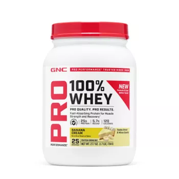 Gnc Pro Performance 100% Whey, Proteina Din Zer Cu Aroma De Banane, Testata Antidoping, 784g Gnc Pro Performance 100% Whey, Proteina Din Zer Cu Aroma De Banane, Testata Antidoping, 784g
