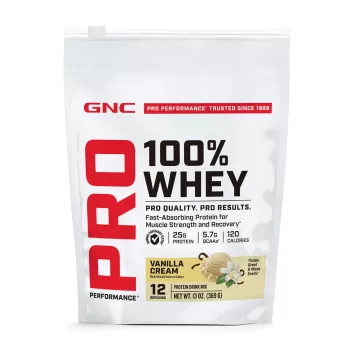 Pro performance 100% whey, proteina din zer cu aroma de vanilie, testata antidoping (369g). GNC Live Well