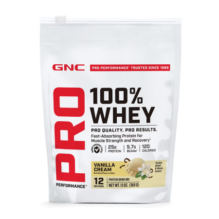 Pro performance 100% whey, proteina din zer cu aroma de vanilie, testata antidoping (369g). GNC Live Well