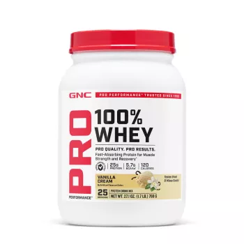 Gnc Pro Performance 100% Whey, Proteina Din Zer Cu Aroma De Vanilie, Testata Antidoping, 769 G