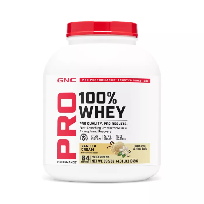 Gnc Pro Performance 100% Whey, Proteina Din Zer Cu Aroma De Vanilie, Testata Antidoping, 1969 G