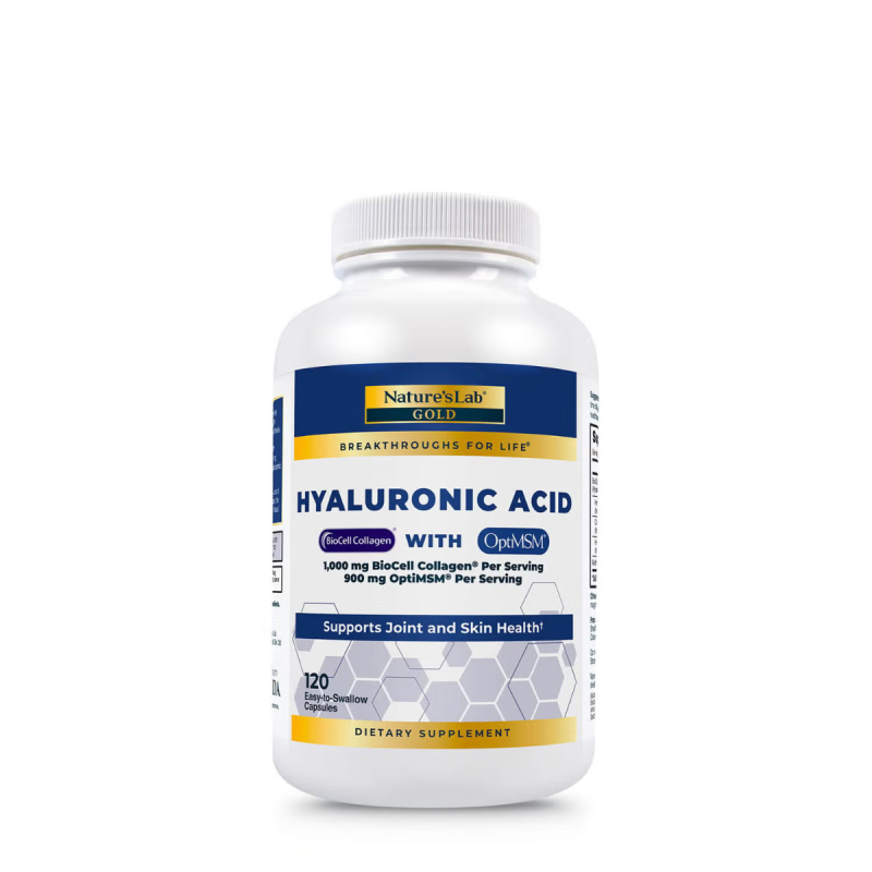 Nature's Lab Hyaluronic Acid With Biocell Collagen And Msm, Formula Pentru Sustinerea Pielii Si Confortul Articular, 120 Cps