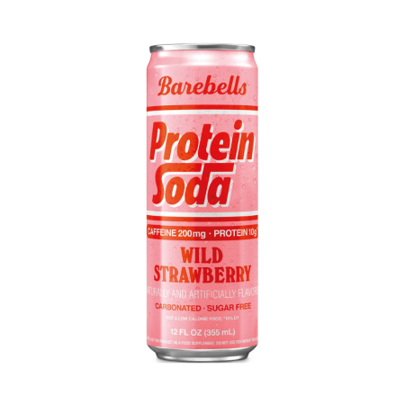Barebells Protein Soda With Strawberry Flavor, Bautura Proteica Carbogazoasa Cu Aroma De Capsuni, 355 Ml