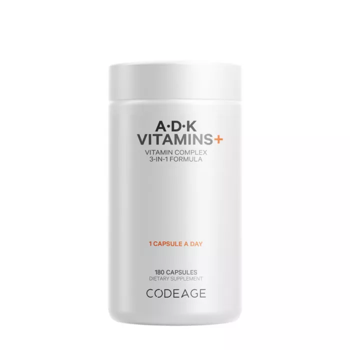 Codage Adk Vitamin Supplement, Formula Pentru O Piele Sanatoasa, Oase Puternice Si Sistem Imunitar Active, 180 Cps Codage Adk Vitamin Supplement, Formula Pentru O Piele Sanatoasa, Oase Puternice Si Sistem Imunitar Active, 180 Cps