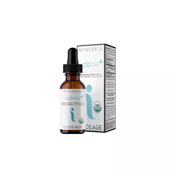 Codeage Liquid Iodine+ Unflavored, Iod Lichid Fara Aroma Pentru Suport Tiroidian Si Functionare Optima A Organismului,59.2 Ml