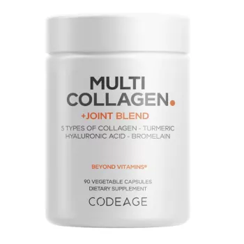 Codeage Hidrolized Multi Collagen + Joint Blend, Formula Avansata Pentru Sanatatea Articulatiilor Cu Turmeric Si Acid Hialuronic, 90 Cps