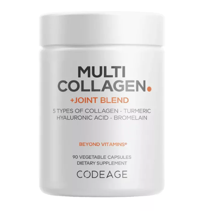 Codeage Hidrolized Multi Collagen + Joint Blend, Formula Avansata Pentru Sanatatea Articulatiilor Cu Turmeric Si Acid Hialuronic, 90 Cps
