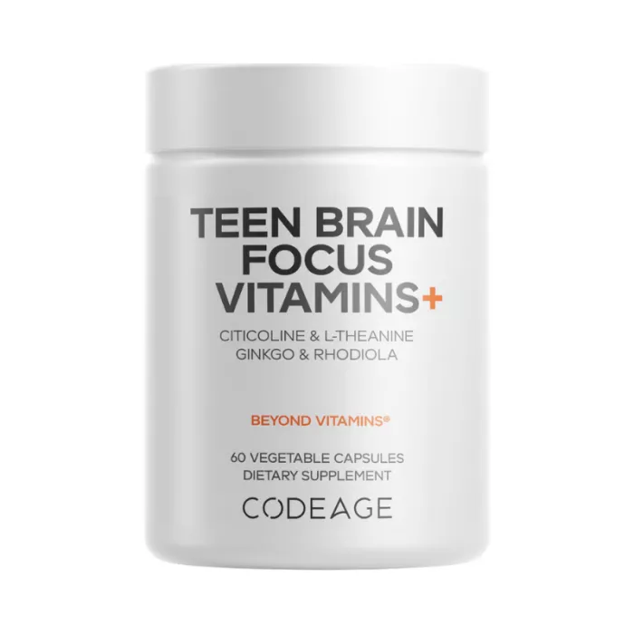 Codeage Teen Brain Focus Vitamins+, Concentrare Si Echilibru Mental Pentru Adolescenti, 60 Cps