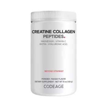Codeage Creatine Collagen Peptides – Formula Avansata Cu Colagen Marin, Creatina Si Nutrienti Esentiali, Aroma De Mango, 426 G