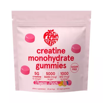 Peach Perfect – Creatine Monohydrate Gummies, Creatina Monohidrata, Jeleuri Cu Aroma De Fructe Tropicale, 120 Jeleuri Vegane