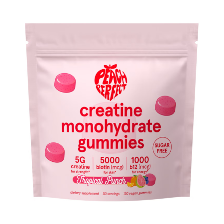 Peach Perfect – Creatine Monohydrate Gummies, Creatina Monohidrata, Jeleuri Cu Aroma De Fructe Tropicale, 120 Jeleuri Vegane