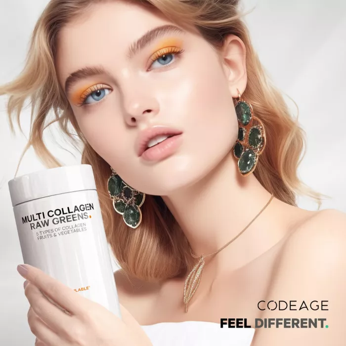 Codeage Hydrolyzed Multi Collagen Peptides Raw Greens With 21 Fruits & Veggies, Peptide De Colagen Hidrolizat Si 21 Superalimente Organice, 180 Cps