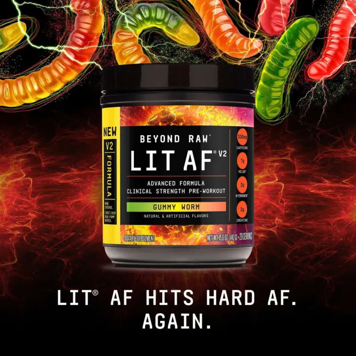 Gnc Beyond Raw Lit Af V2, Formula Avansata De Pre-workout, Cu Aroma De Jeleuri, 442 G