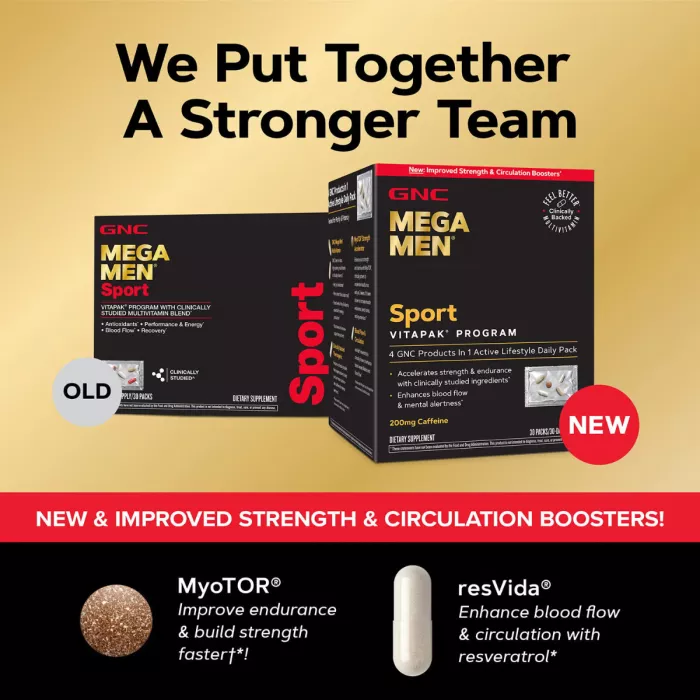 Gnc Mega Men Sport Vitapak Program, Complex De Multivitamine Pentru Barbati Vitapak, 30 Pachetele