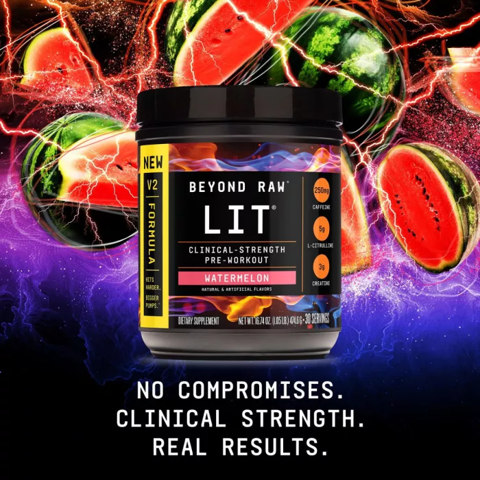 Gnc Beyond Raw Lit V2 Pre-workout With Watermelon Flavor, Pre-workout Cu Aroma De Pepene, 474.6 G