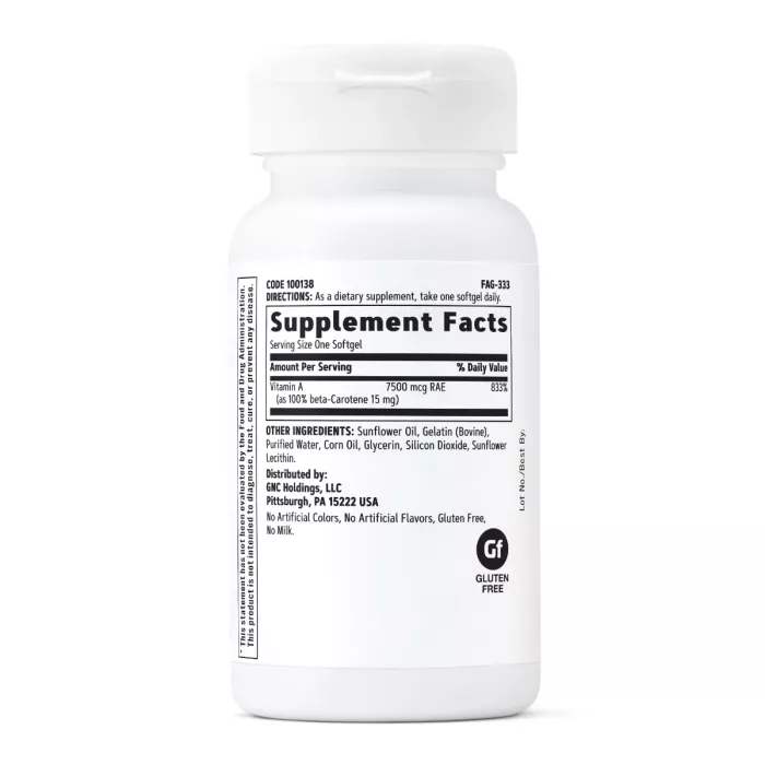 Gnc Beta-caroten 15 Mg, Antioxidant Pentru Piele Si Vedere, 180 Cps