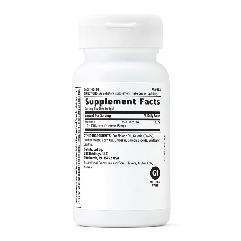 Gnc Beta-caroten 15 Mg, Antioxidant Pentru Piele Si Vedere, 180 Cps