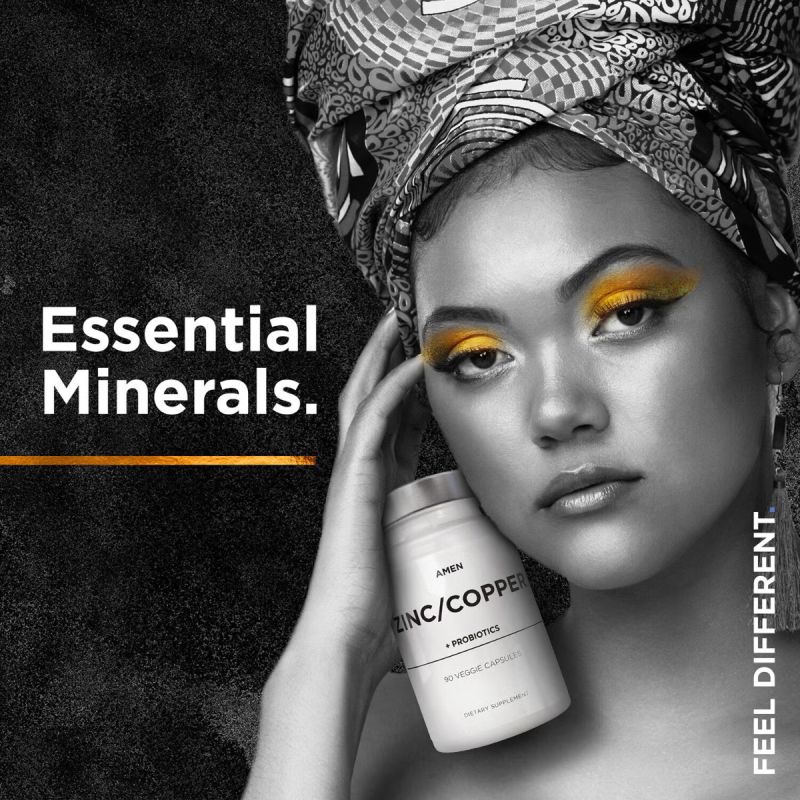 Codeage Amen Zinc/copper + Probiotics 2 Billion Cfu, Formula Pentru Echilibru Mineral Si Digestie Sanatoasa, 90 Cps