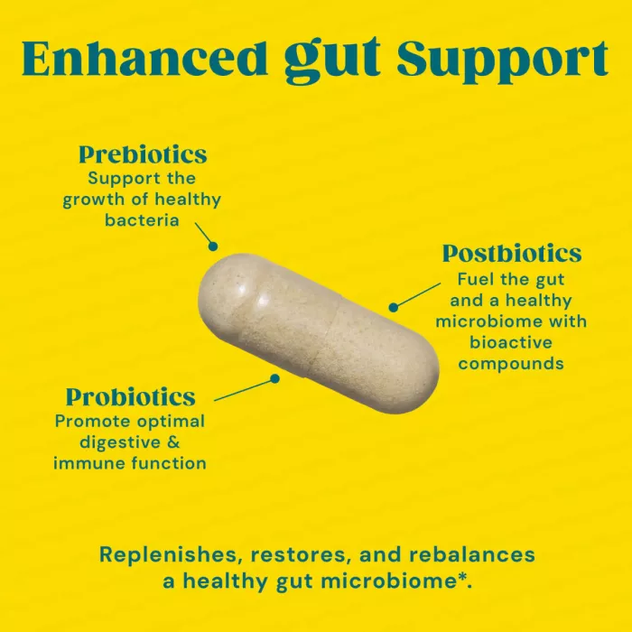 Gnc Gut Health Daily Synbiotic, Formula Studiata Clinic, 10 Miliarde Ufc Culturi Vii, Pentru Digestie Si Microbiom Cu Probiotice Si Prebiotice, 30 Cps