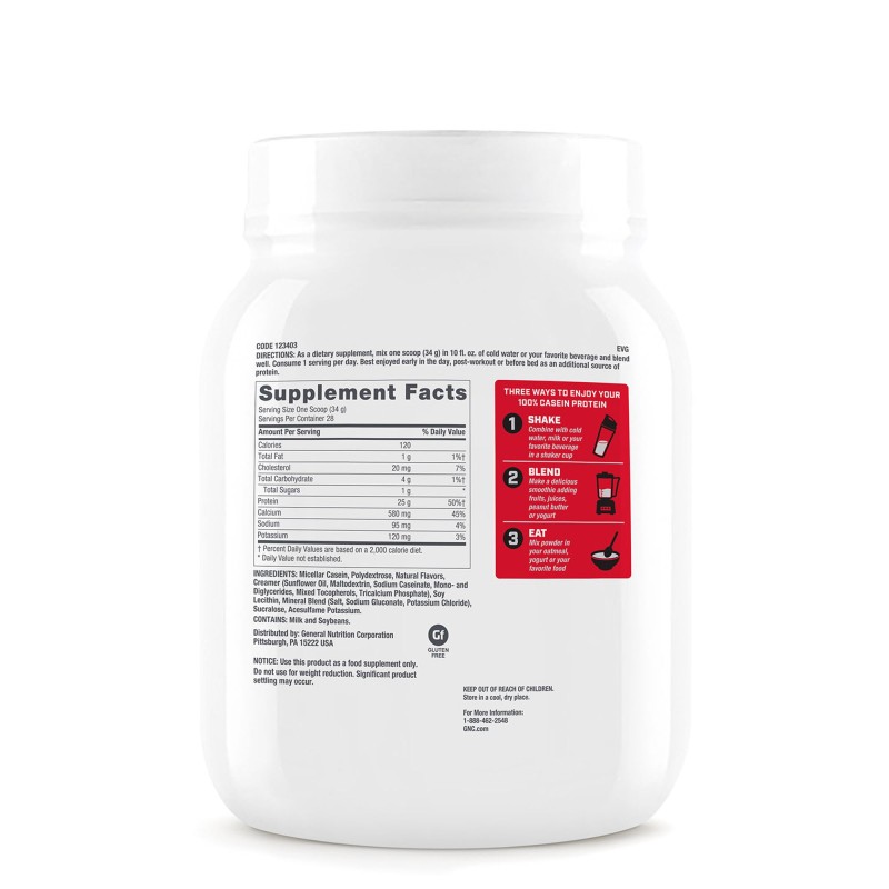 Cazeina cu aroma de vanilie, testata antidoping (994 g), GNC Live Well