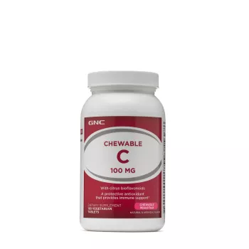 Vitamina C masticabila pentru copii cu bioflavonoide, acerola si pudra de macese (180 Tb), GNC Live Well