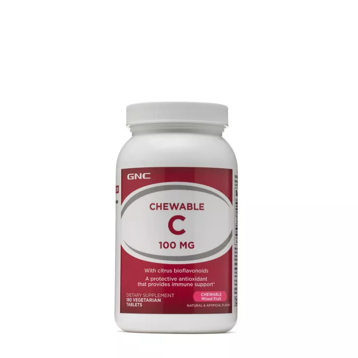 Gnc Chewable C 100 Mg, Vitamina C Masticabila Pentru Copii, Cu Bioflavonoide, Acerola Si Pudra De Macese,180 Tb Gnc Chewable C 100 Mg, Vitamina C Masticabila Pentru Copii, Cu Bioflavonoide, Acerola Si Pudra De Macese,180 Tb
