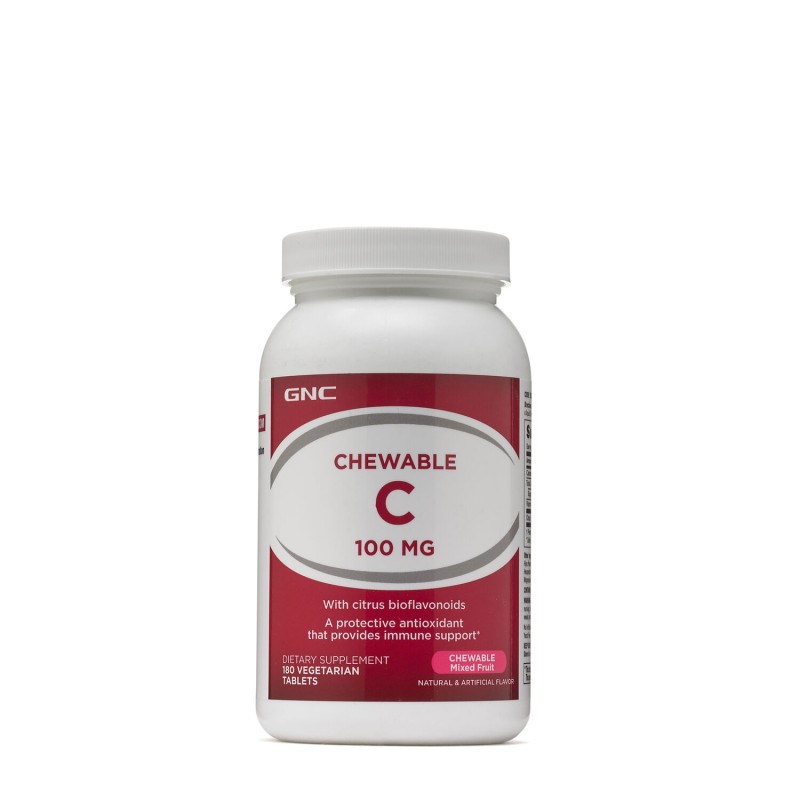 Vitamina C masticabila pentru copii cu bioflavonoide, acerola si pudra de macese (180 Tb), GNC Live Well