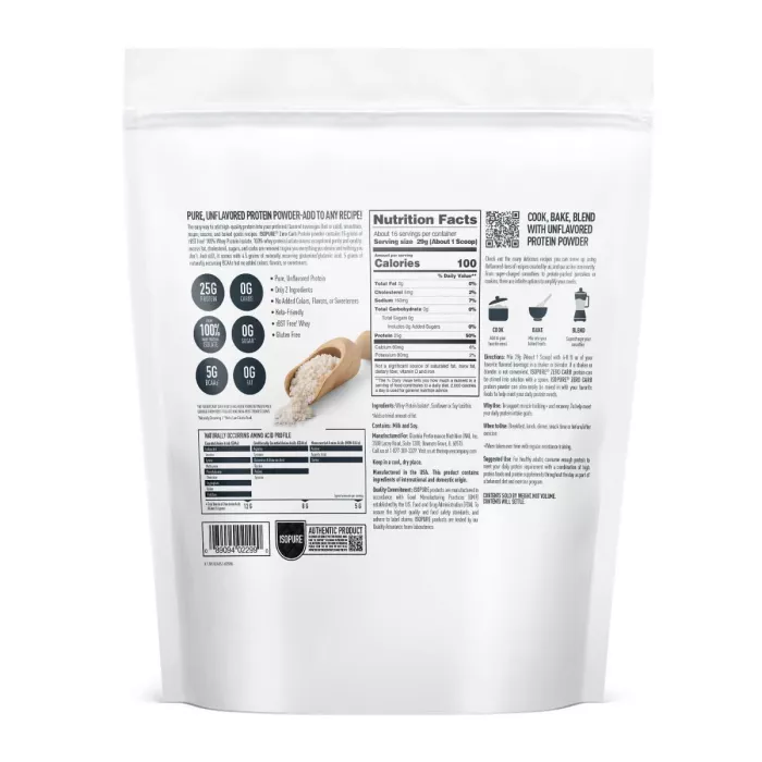 Isopure Zero Carb Protein Powder, Proteina Izolata Din Zer, Fara Aroma, 454 G