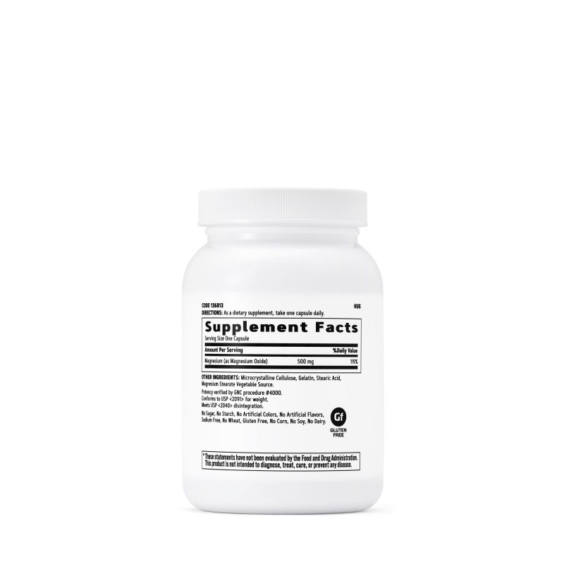 Magnesium 500 Mg, supliment pentru relaxare musculara si sustinerea sistemului nervos (120 Cps), GNC Live Well