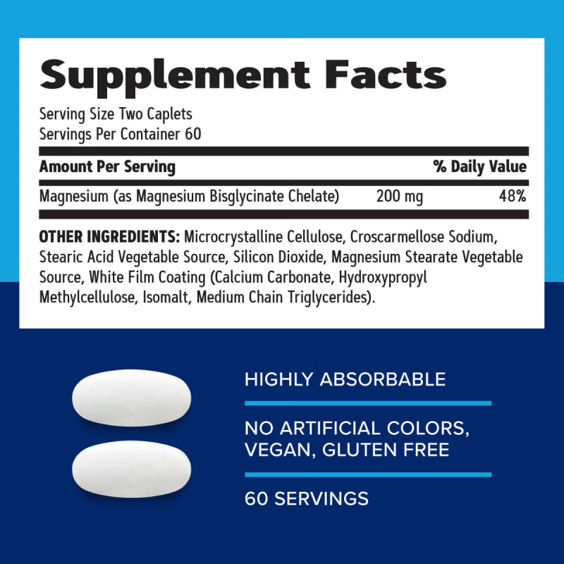 Gnc Magnesium Glycinate 200 Mg, Bisglicinat De Magneziu Pentru Relaxarea Musculara Si Sustinerea Sistemului Nervos, 120 Cps