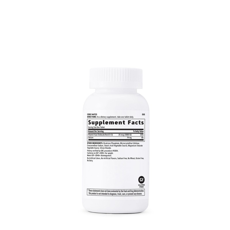 Vitamina D-3 - 25 mcg (1000 ui) naturala 100% din lanolina (180 tb), GNC Live Well
