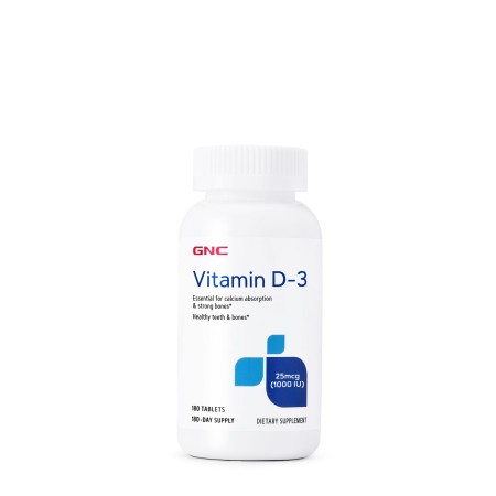Vitamina D-3 - 25 mcg (1000 ui) naturala 100% din lanolina (180 tb), GNC Live Well