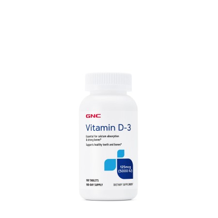 Vitamina D-3 - 125 mcg (5000 Ui) naturala 100% din lanolina (180 Tb), GNC Live Well