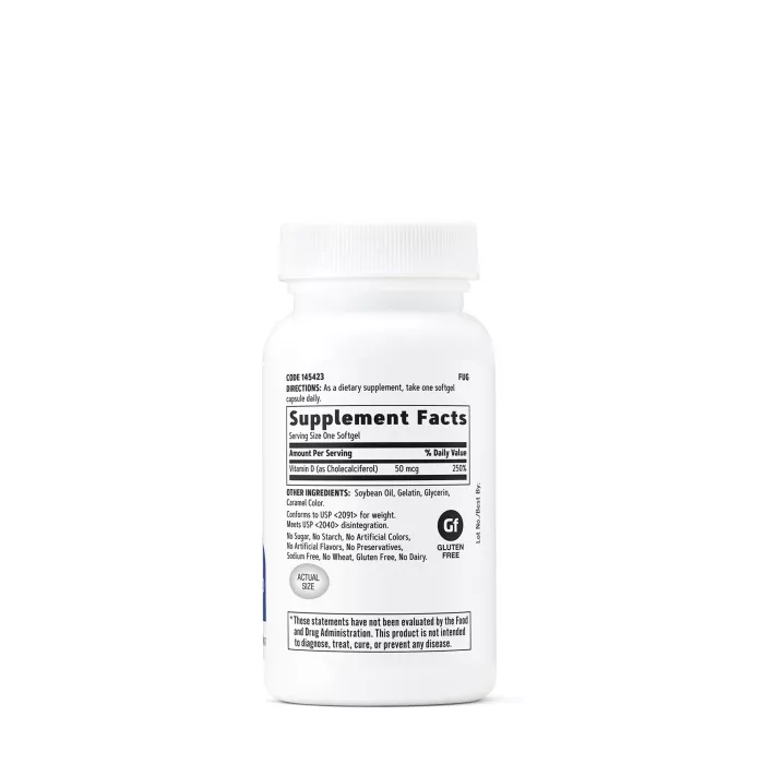 Gnc Vitamin D-3 2000 Ui, Vitamina D-3 50 Mcg (2000 Ui) Naturala 100% Din Lanolina, 180 Cps Gnc Vitamin D-3 2000 Ui, Vitamina D-3 50 Mcg (2000 Ui) Naturala 100% Din Lanolina, 180 Cps